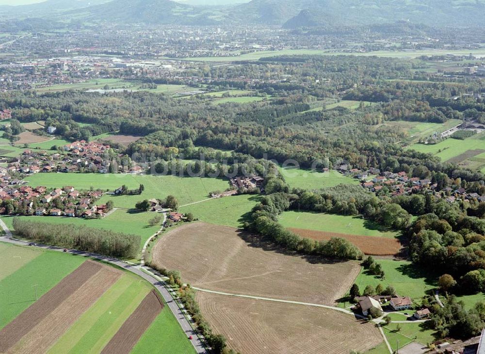 Freilassing / Bayern von oben - Gewerbegrundstück Hammerau C der Unternehmensgruppe MAX AICHER in Freilassing.