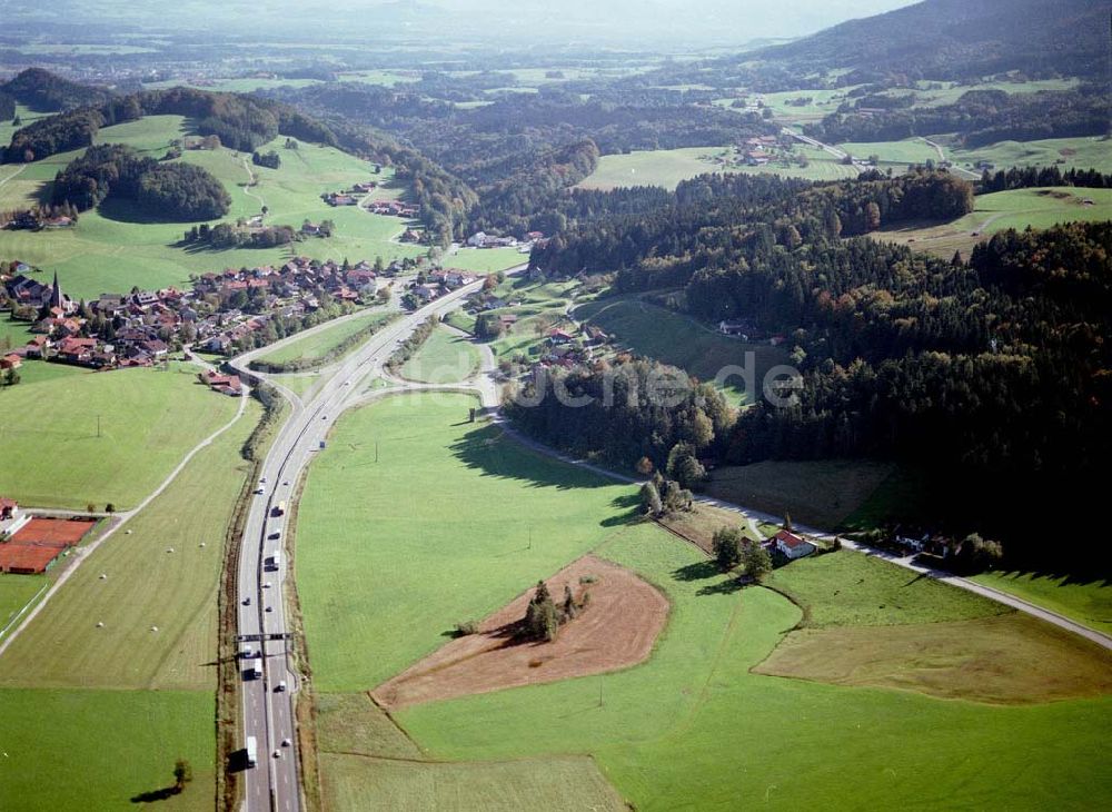 Neukirchen / Bayern von oben - Gewerbegrundstück Neukirchen der Unternehmensgruppe MAX AICHER an der Autobahn nach Salzburg westl. von Freilassing.