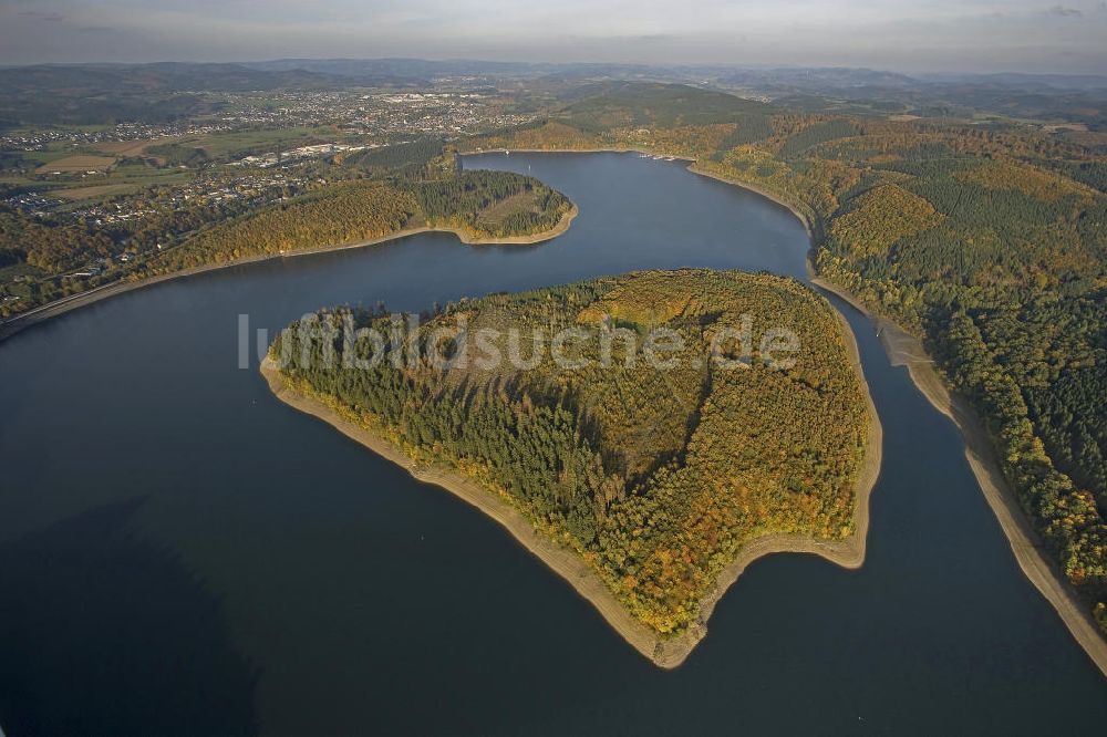 Attendorn aus der Vogelperspektive: Gilberg-Insel im Biggesee