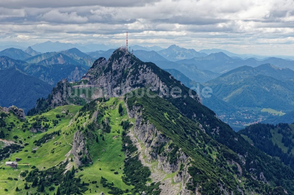 Luftbild Fischbachau - Gipfel des Wendelsteinmassivs in den Alpen bei Bayrischzell im Bundesland Bayern