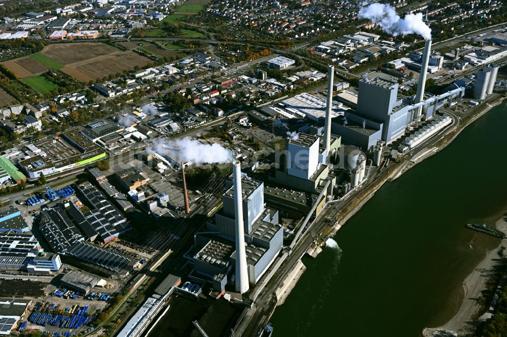 Mannheim von oben - GKN Großkraftwerk Mannheim AG am Rhein bei Neckarau in Mannheim im Bundesland Baden-Württemberg, Deutschland