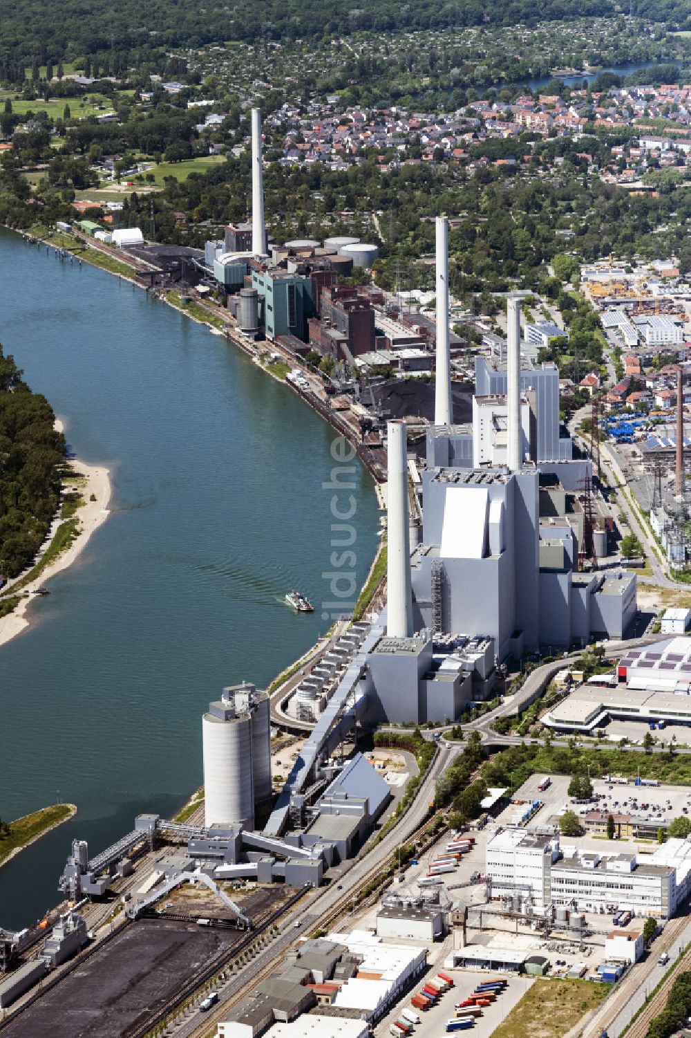 Luftbild Mannheim - GKN Großkraftwerk Mannheim AG am Rhein bei Neckarau in Mannheim im Bundesland Baden-Württemberg, Deutschland