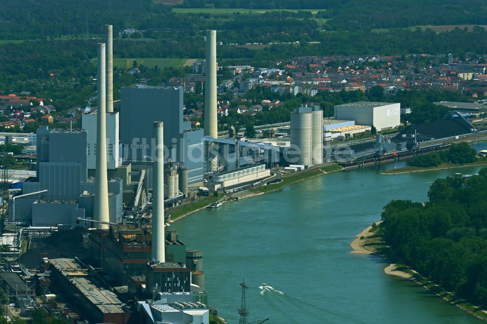 Luftaufnahme Mannheim - GKN Großkraftwerk Mannheim AG am Rhein bei Neckarau in Mannheim im Bundesland Baden-Württemberg, Deutschland