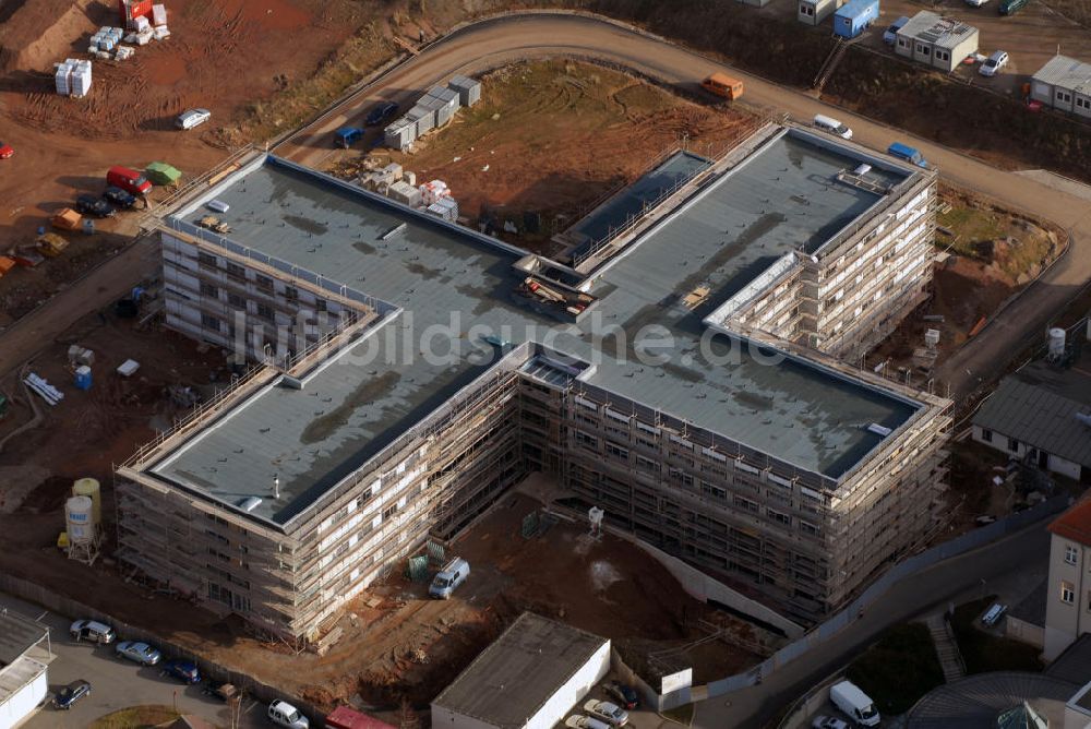 Glauchau von oben - Glauchau Blick auf den Erweiterungsbau des Kreiskrankenhaus Rudolf Virchow