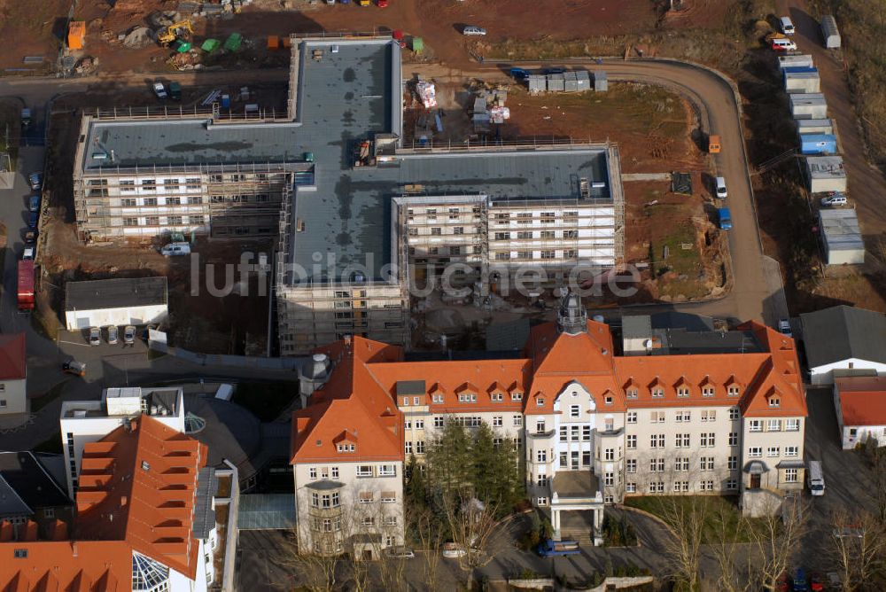 Luftbild Glauchau - Glauchau Blick auf den Erweiterungsbau des Kreiskrankenhaus Rudolf Virchow