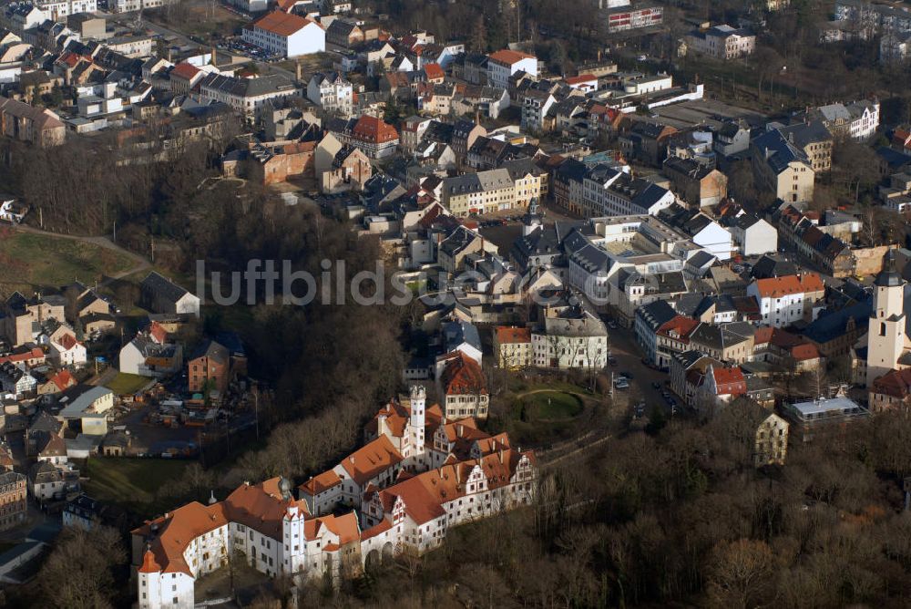 Glauchau von oben - Glauchau Stadtansicht mit Schloss