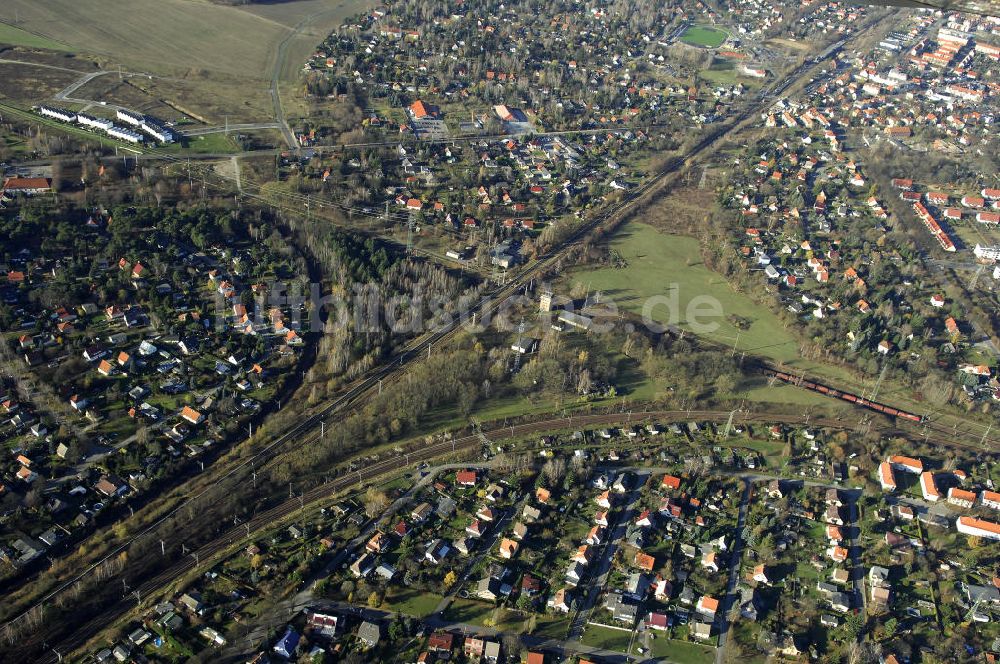 Luftbild MAHHLOW - Gleisanlagen der Deutschen Bahn an Mahlower Kurve