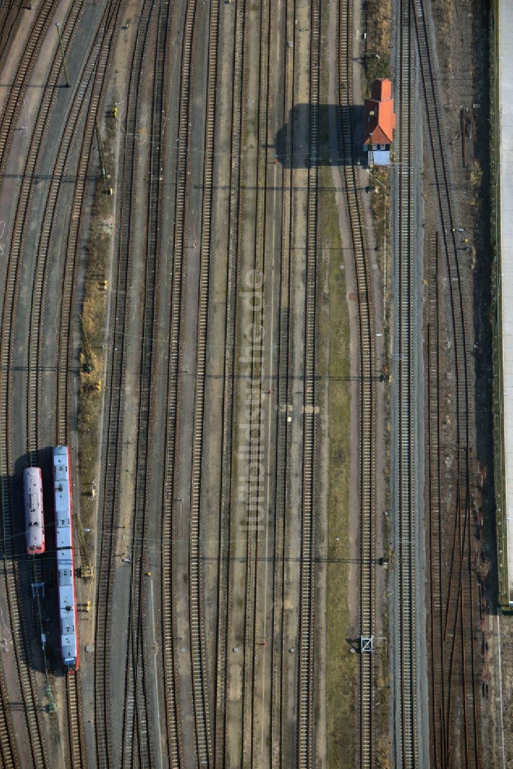 Luftbild Leipzig - Gleisanlagen und Schienenstrecken am Rangierbahnhof der Deutschen Bahn in Leipzig im Bundesland Sachsen