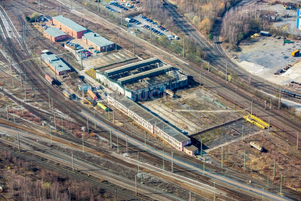 Luftbild Hamm - Gleisanlagen und Triebfahrzeughalle des Bahn- Betriebswerkes in Hamm im Bundesland Nordrhein-Westfalen