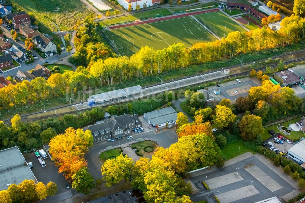 Luftbild Werne - Gleisverlauf und Bahnhofsgebäude der Deutschen Bahn in Werne im Bundesland Nordrhein-Westfalen