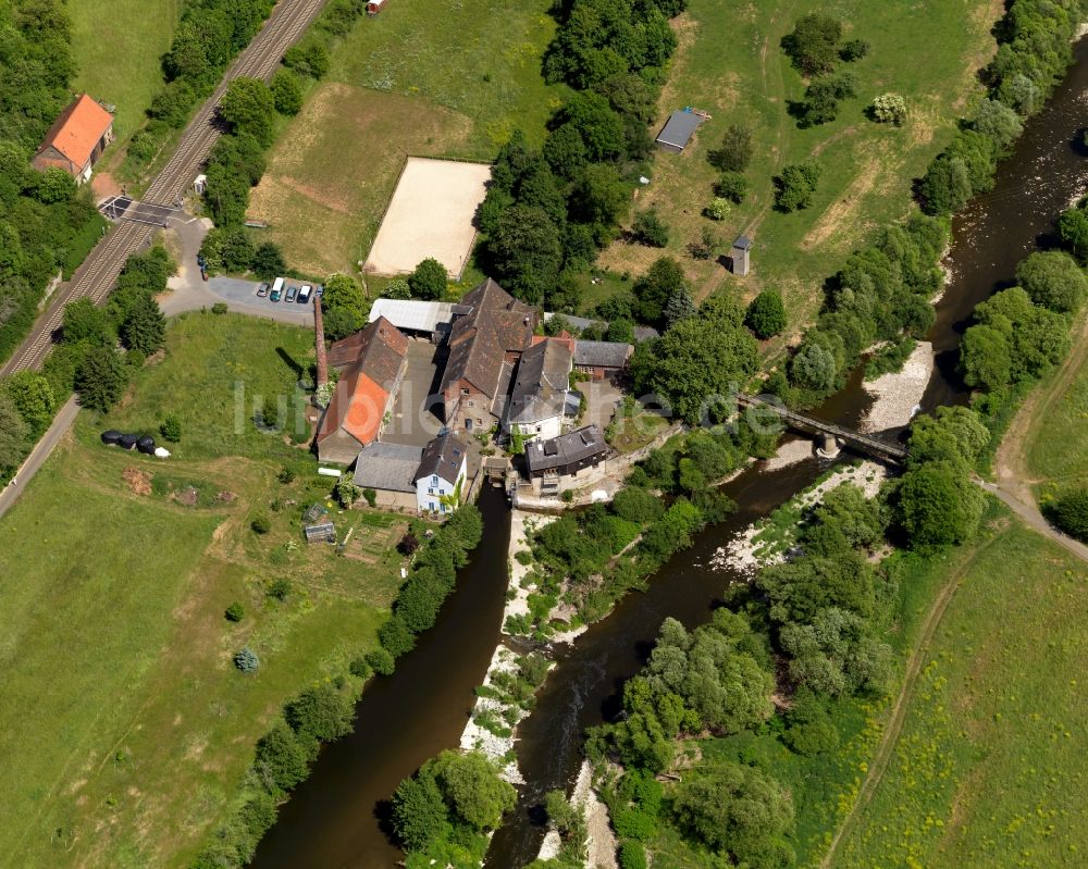 Luftaufnahme Merxheim - Gänsemühle am Ufer der Nahe in Merxheim im Bundesland Rheinland-Pfalz