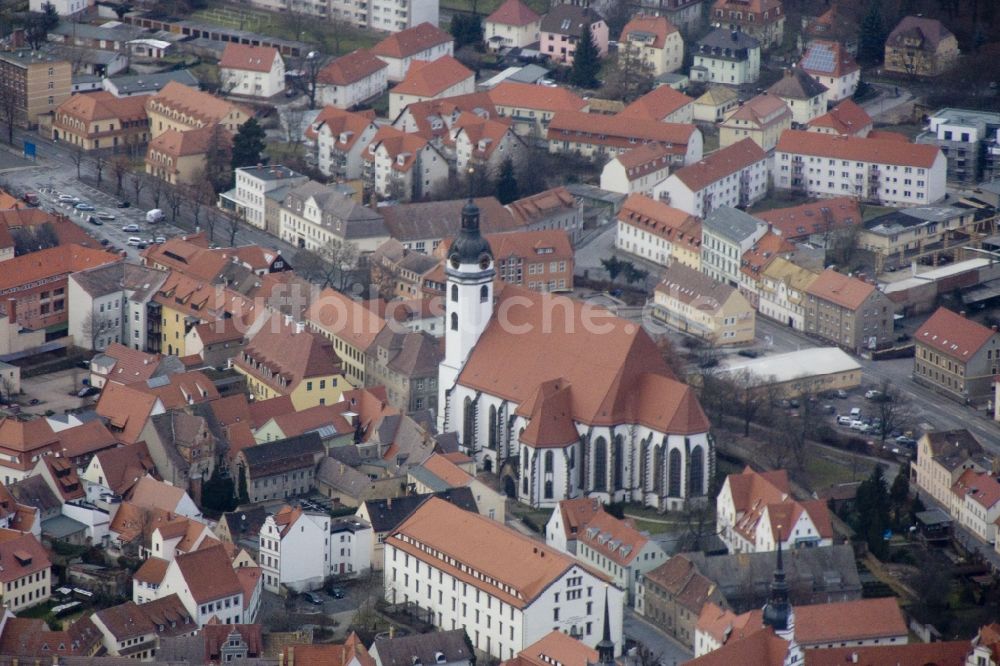 Luftaufnahme Torgau - Gotische Marienkirche in Torgau im Bundesland Sachsen