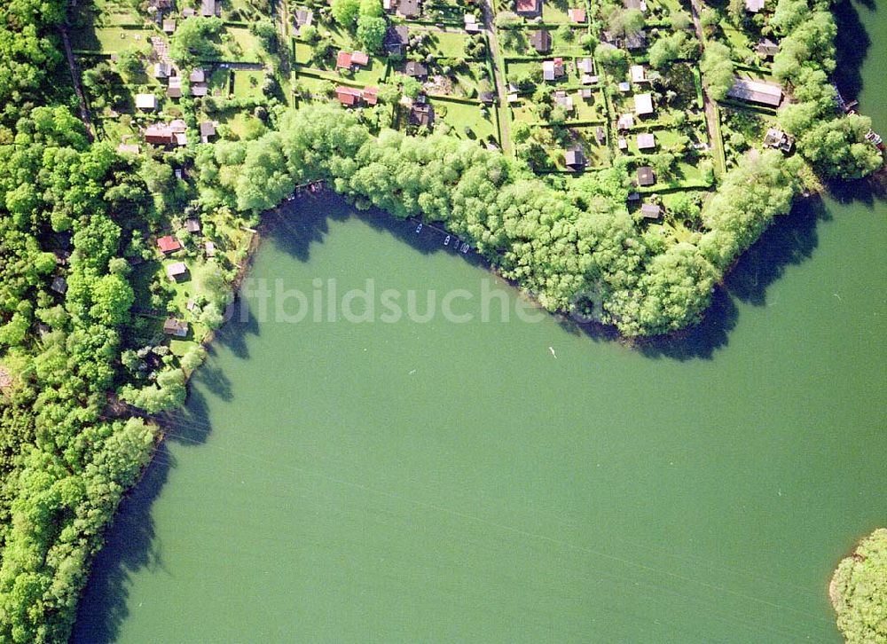 Strausberg / BRB von oben - 90-Grad-Sicht auf Uferbereiche des Bötzsees bei Strausberg in Brandenburg.