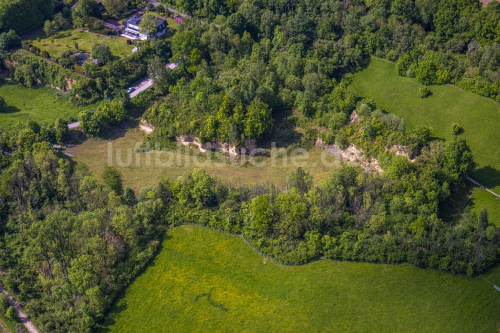 Hiddenhausen von oben - Grasflachen- Strukturen einer Feld- Landschaft Bustedter Wiesen in Hiddenhausen im Bundesland Nordrhein-Westfalen, Deutschland