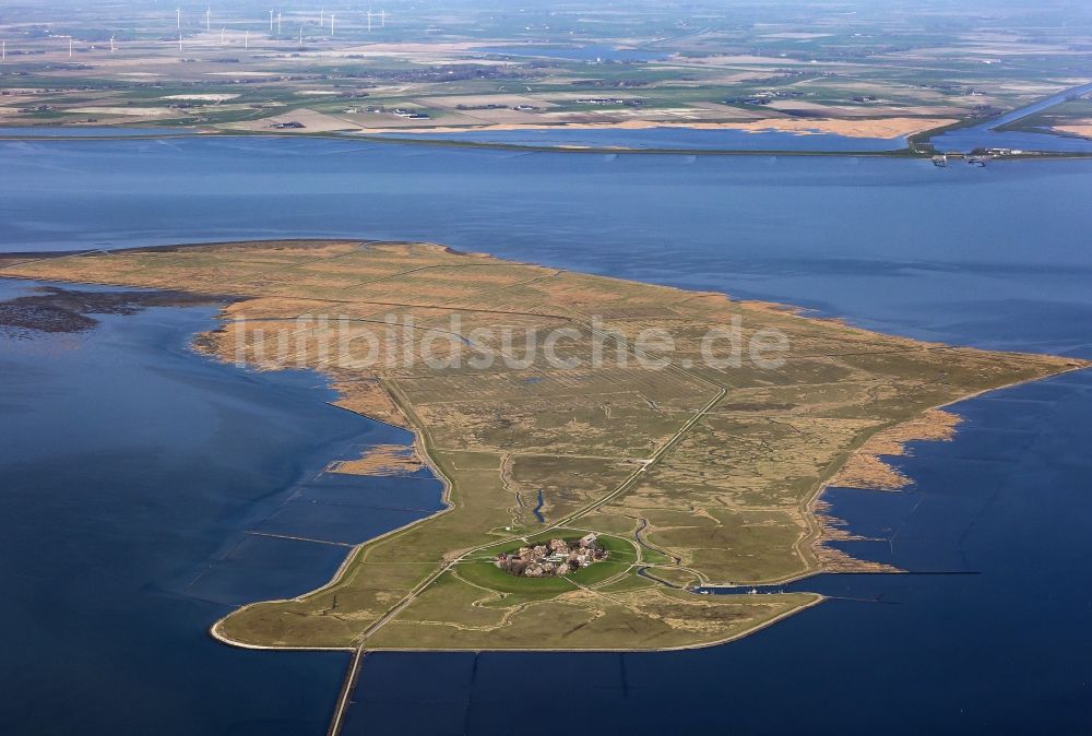 Langeness von oben - Grasflächen- Strukturen einer Hallig ...