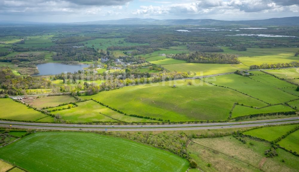 Luftaufnahme Carane - Grasflächen- Strukturen einer Feld- Landschaft in Carane in Clare, Irland