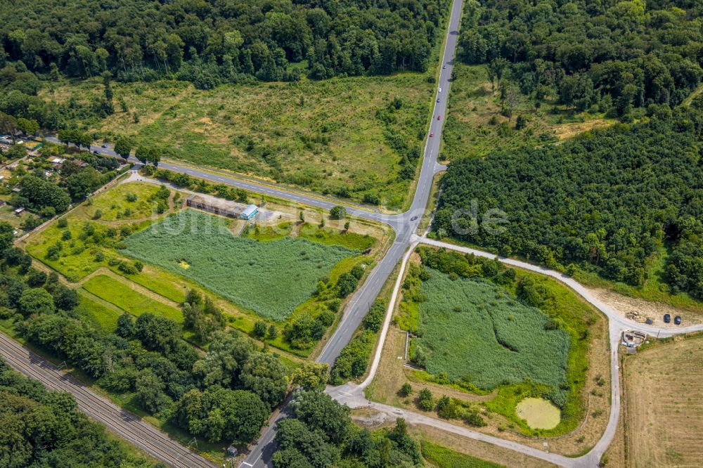 Castrop-Rauxel von oben - Grasflächen- Strukturen einer Feld- Landschaft in Castrop-Rauxel im Bundesland Nordrhein-Westfalen, Deutschland