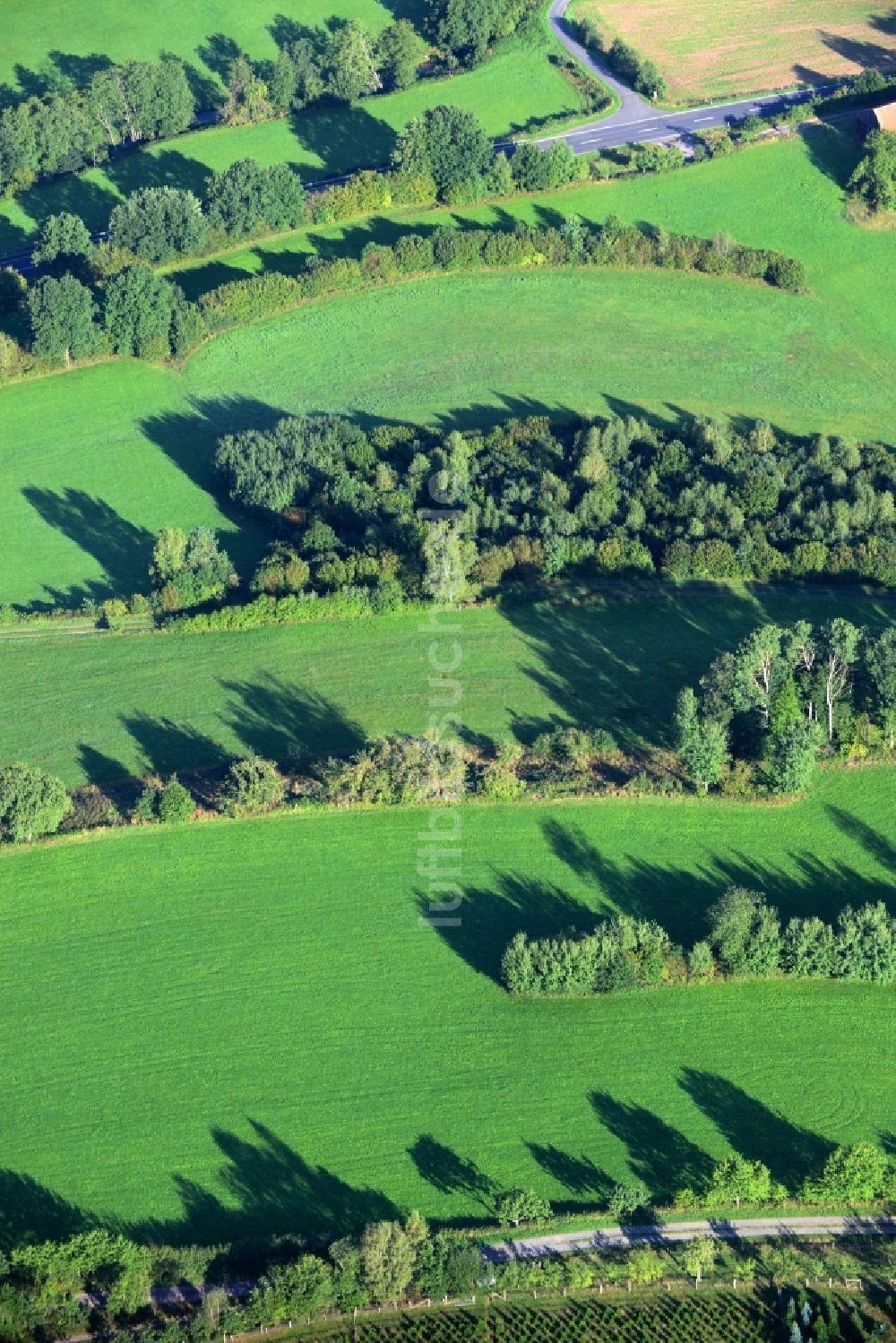 Luftbild Bad Soden-Salmünster - Grasflächen- Strukturen einer Feld- Landschaft in Mernes im Bundesland Hessen