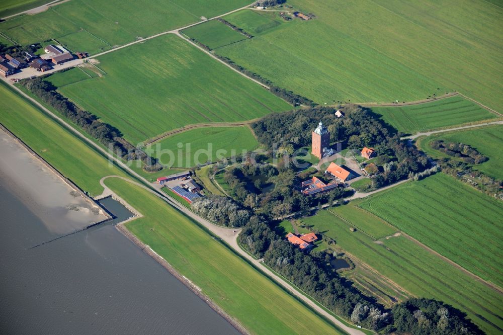 Luftbild Insel Neuwerk - Grasflächen- Strukturen einer Hallig- Landschaft in Insel Neuwerk im Bundesland Hamburg