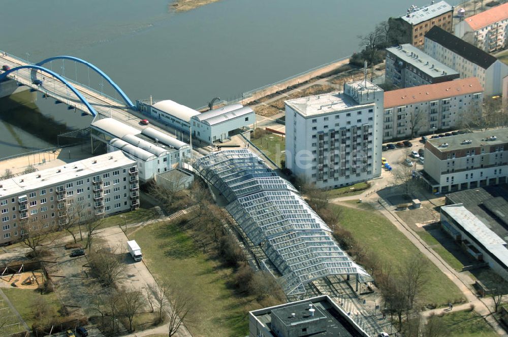 Frankfurt (Oder) von oben - Grenzübergang an der Stadtbrücke Frankfurt (Oder)