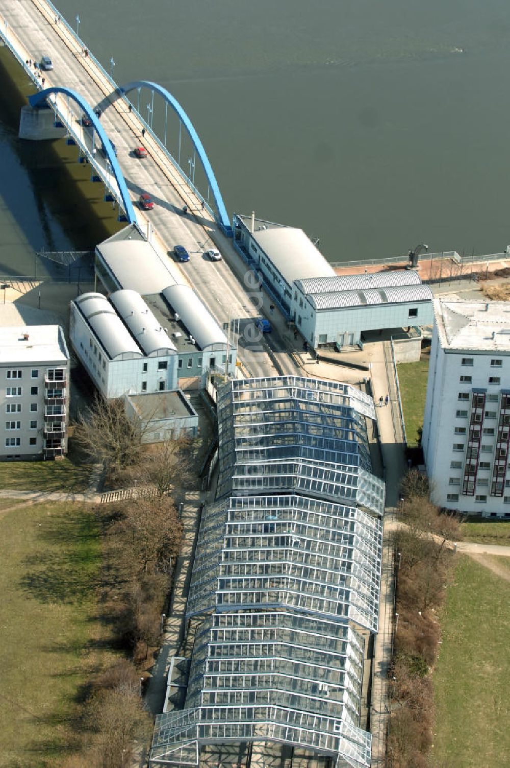 Luftaufnahme Frankfurt (Oder) - Grenzübergang an der Stadtbrücke Frankfurt (Oder)