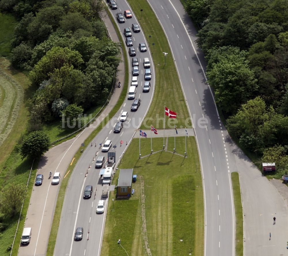 Krusau von oben - Grenzkontrolle in Krusau in Region Syddanmark, Dänemark