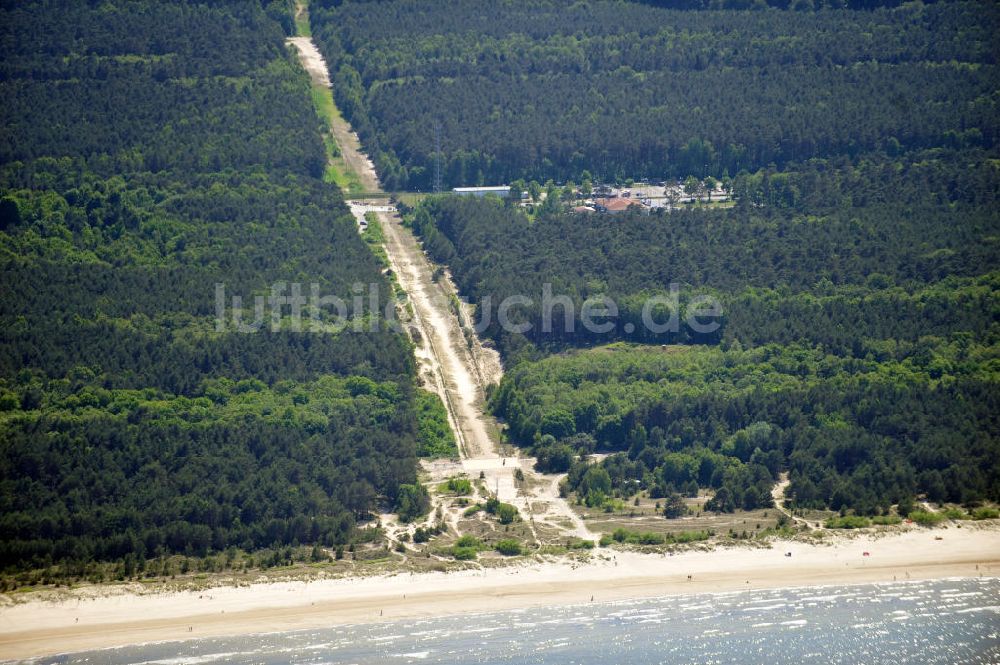 SWINEMÜNDE von oben - Grenzstreifen der deutsch - polnischen Grenze zwischen Swinemünde und Usedom