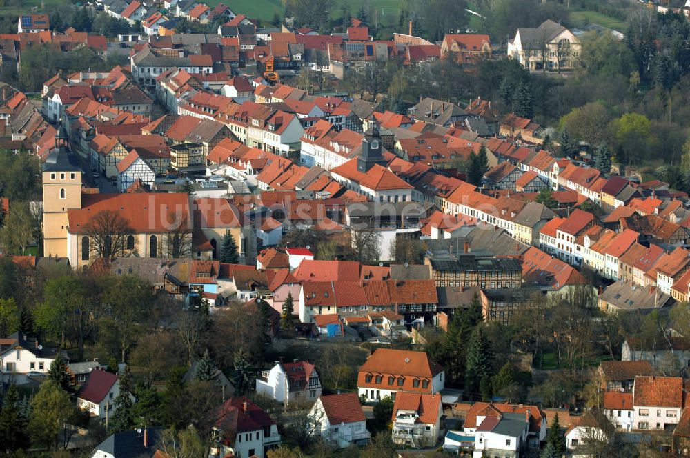 GREUßEN aus der Vogelperspektive: Greußen mit der Kirche St. Martini und dem Rathaus