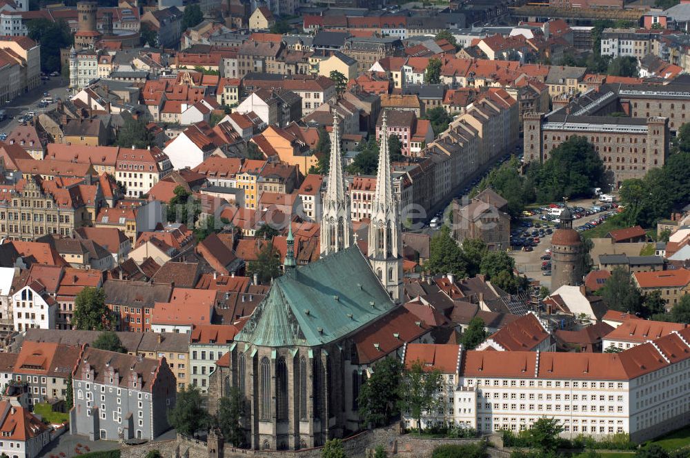 Görlitz von oben - Görlitzer Altstadtzentrum mit dem Wahrzeichzeichen von Görlitz, der spätgotischen Pfarrkirche St. Peter und Paul