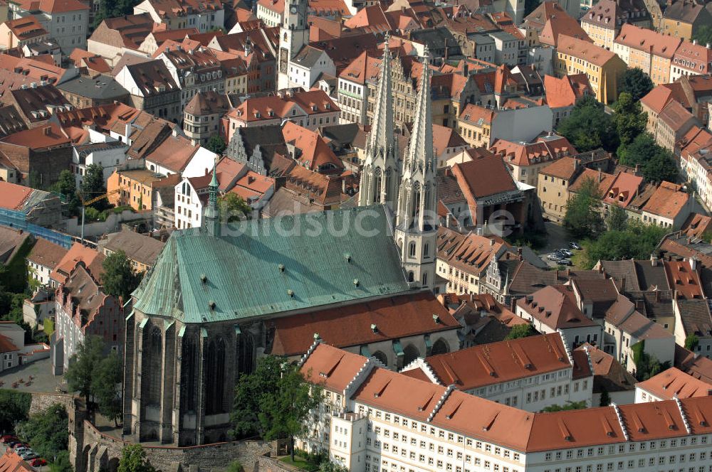 Görlitz von oben - Görlitzer Altstadtzentrum mit dem Wahrzeichzeichen von Görlitz, der spätgotischen Pfarrkirche St. Peter und Paul