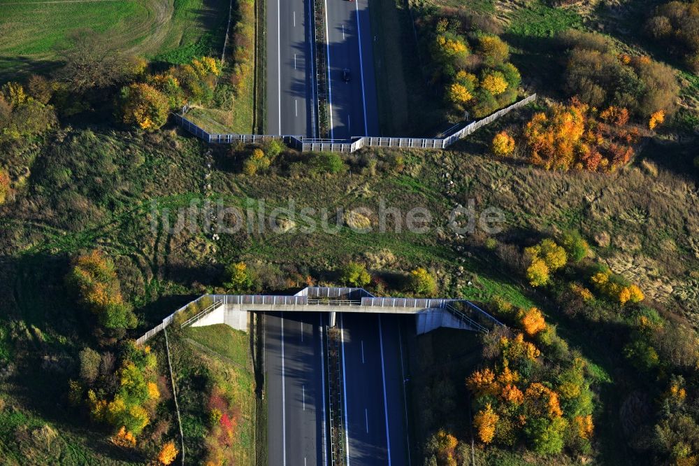 Luftbild Kublank - Grünbrücke - Wildwechselbrücke an der Autobahn A20 bei Kublank im Bundesland Mecklenburg-Vorpommern