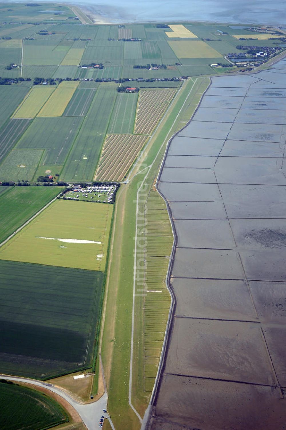 Luftbild Nordstrand - Grüner Strand am Holmer Siel, Nordstrand