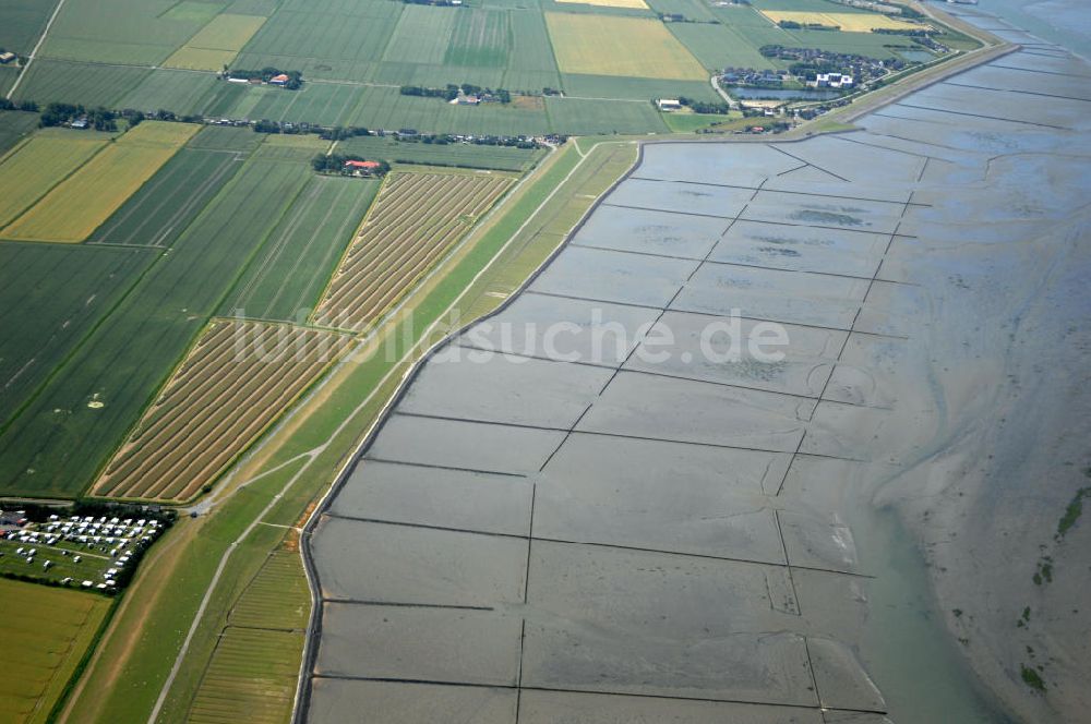 Nordstrand von oben - Grüner Strand am Holmer Siel, Nordstrand