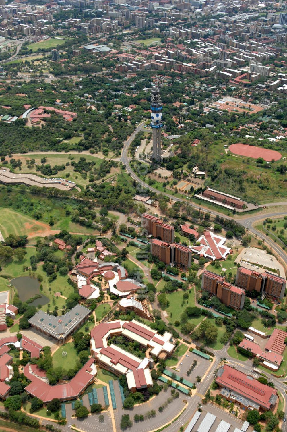 Luftaufnahme Pretoria - Groenkloof Campus University of Pretoria and John Vorster Tower