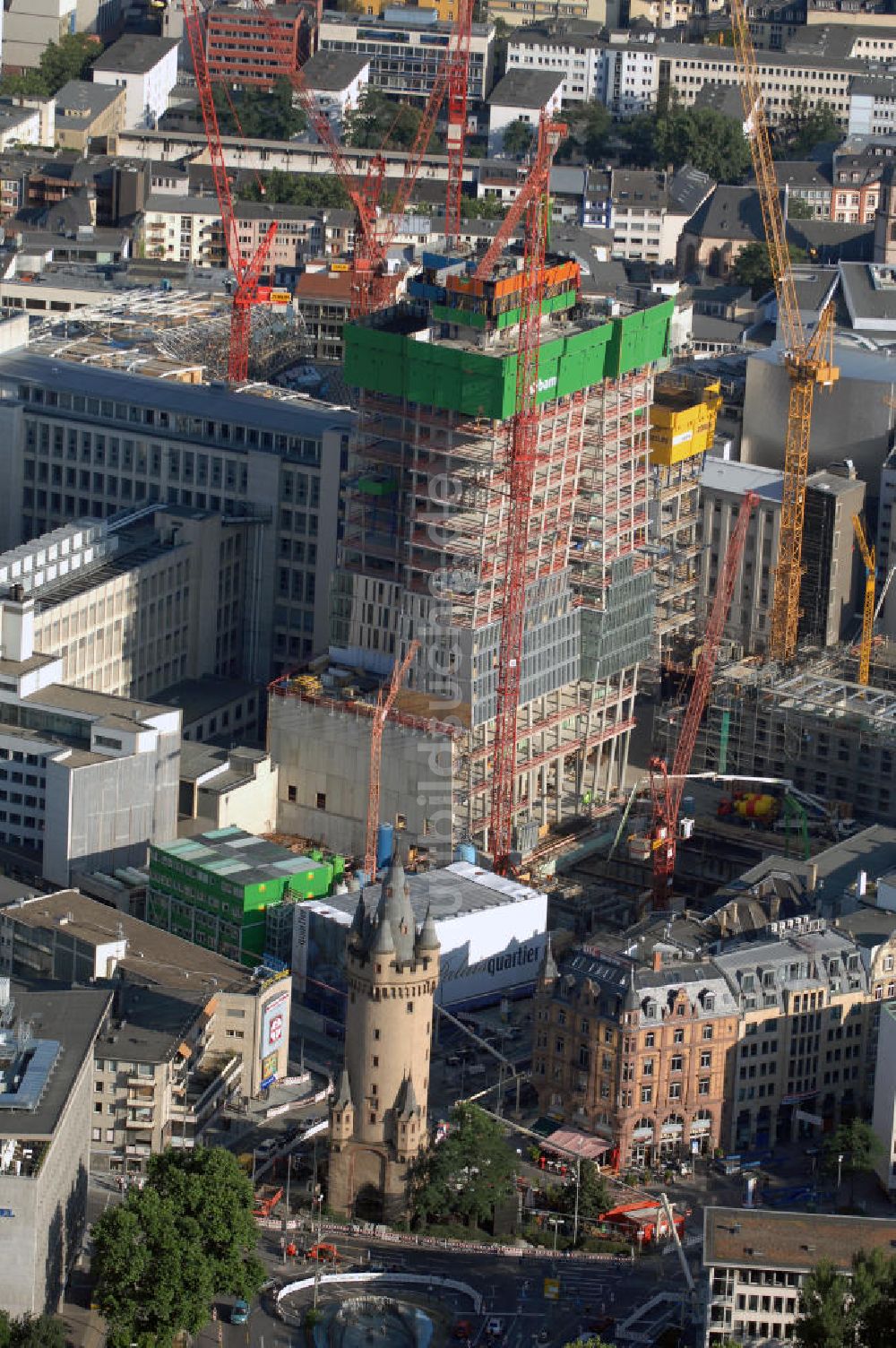 Luftaufnahme Frankfurt am Main - Großbaustelle vom Bauprojekt PalaisQuartier Frankfurt am Main