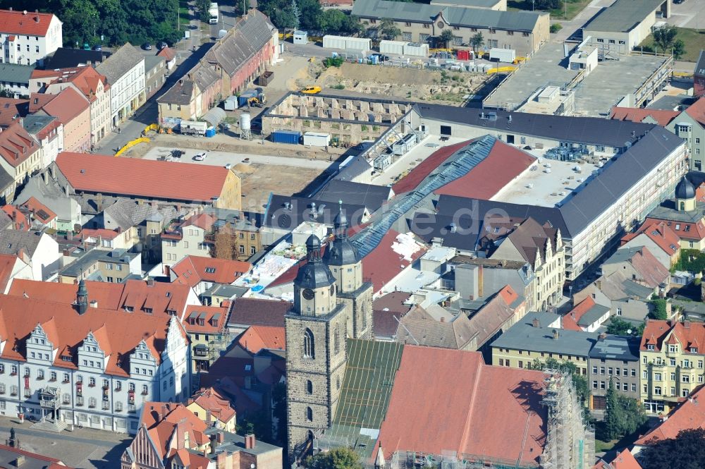 Luftaufnahme Wittenberg - Großbaustelle Einkaufszentrums Arsenal in der Innensatdt von Wittenberg in Sachsen-Anhalt