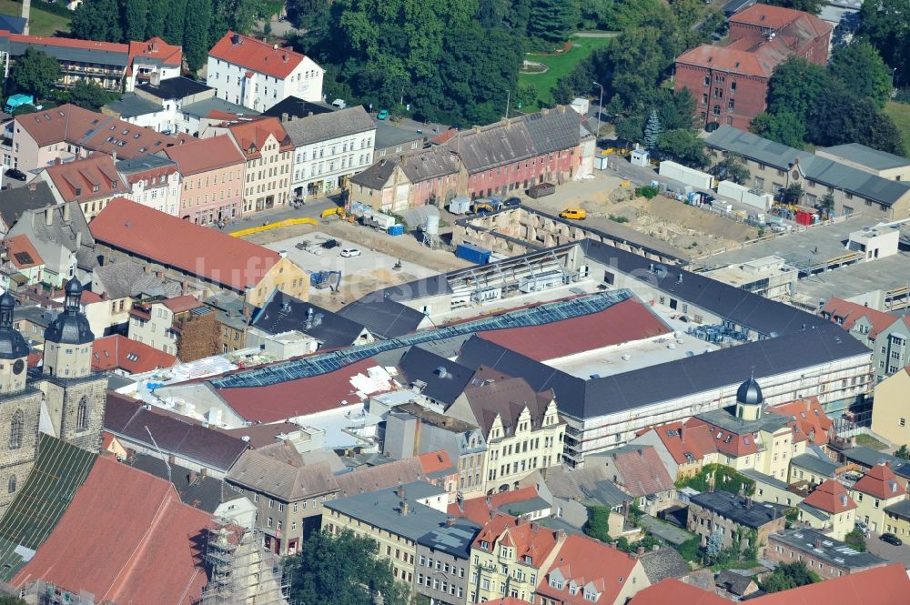 Wittenberg von oben - Großbaustelle Einkaufszentrums Arsenal in der Innensatdt von Wittenberg in Sachsen-Anhalt