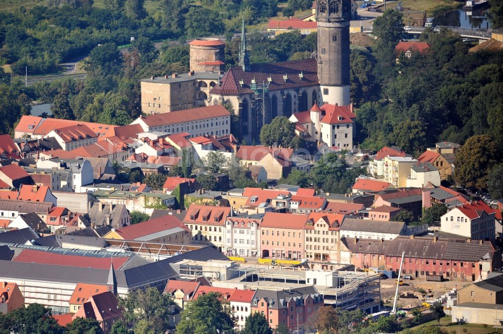 Luftaufnahme Wittenberg - Großbaustelle Einkaufszentrums Arsenal in der Innensatdt von Wittenberg in Sachsen-Anhalt