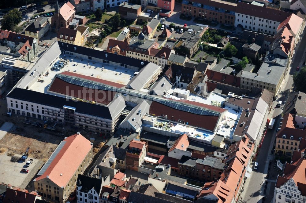 Luftaufnahme Wittenberg - Großbaustelle Einkaufszentrums Arsenal in der Innensatdt von Wittenberg in Sachsen-Anhalt