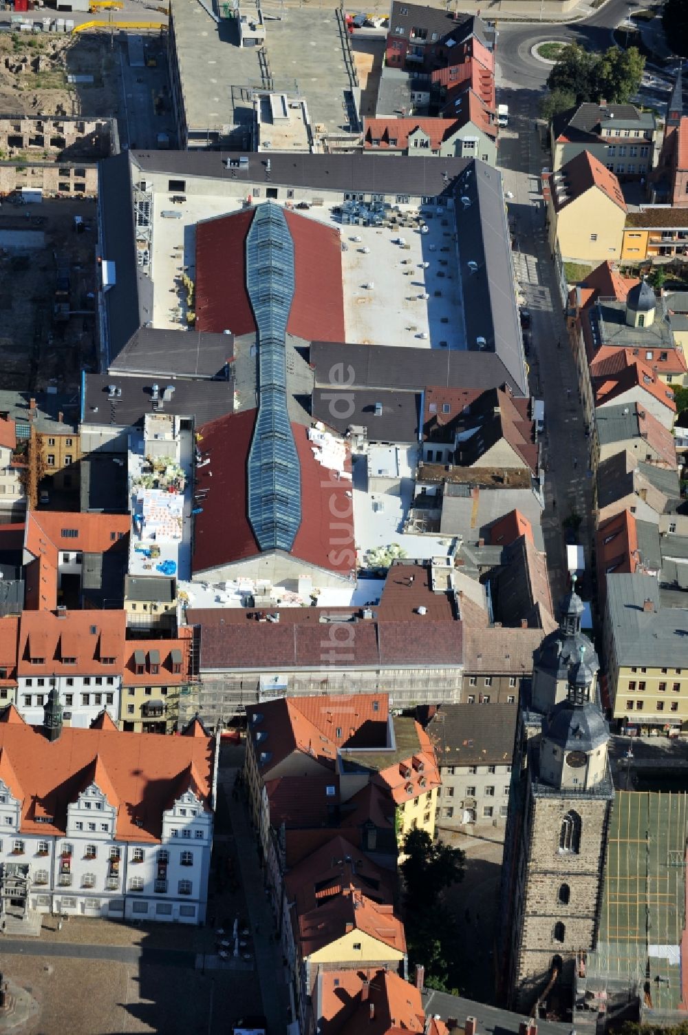 Luftbild Wittenberg - Großbaustelle Einkaufszentrums Arsenal in der Innensatdt von Wittenberg in Sachsen-Anhalt