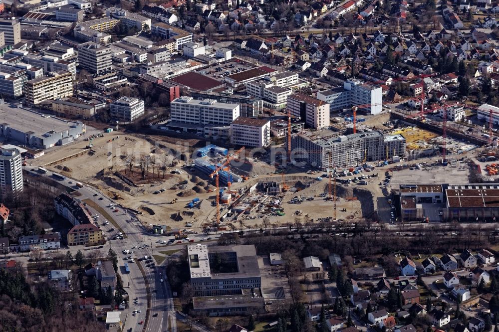 München aus der Vogelperspektive: Großbaustelle Quartier Am Südpark in München Obersendling im Bundesland Bayern