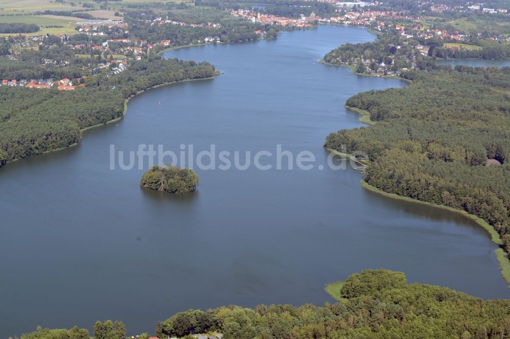 Luftaufnahme Müllrose - Großer Müllroser See im Süden von Müllrose im Bundesland Brandenburg