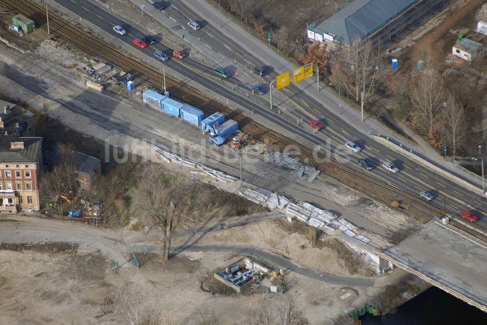 Luftbild Potsdam - Größstes Potsdamer Verkehrsprojekt, die Sanierung der Humboldtbrücke