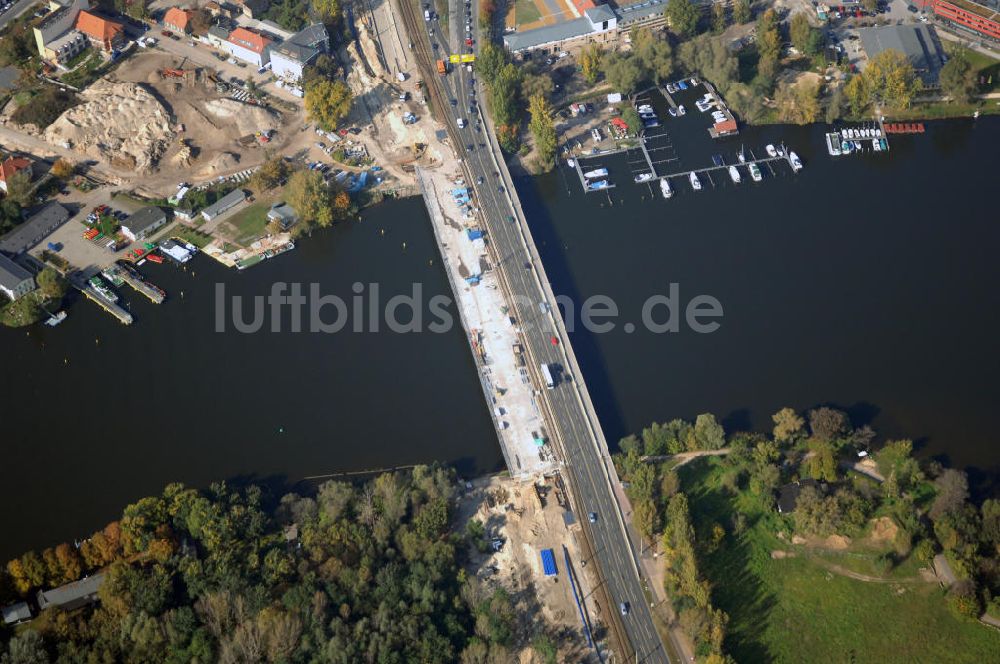 Luftbild POTSDAM - Größstes Potsdamer Verkehrsprojekt, die Sanierung der Humboldtbrücke