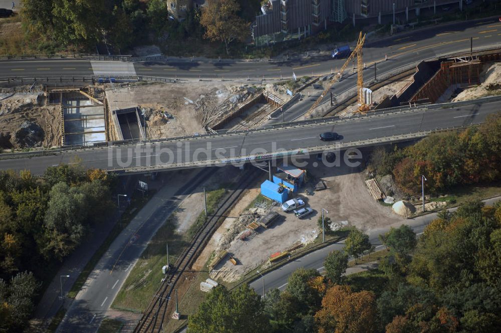 POTSDAM von oben - Größstes Potsdamer Verkehrsprojekt, die Sanierung der Humboldtbrücke