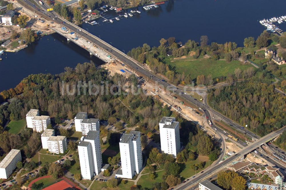 POTSDAM aus der Vogelperspektive: Größstes Potsdamer Verkehrsprojekt, die Sanierung der Humboldtbrücke