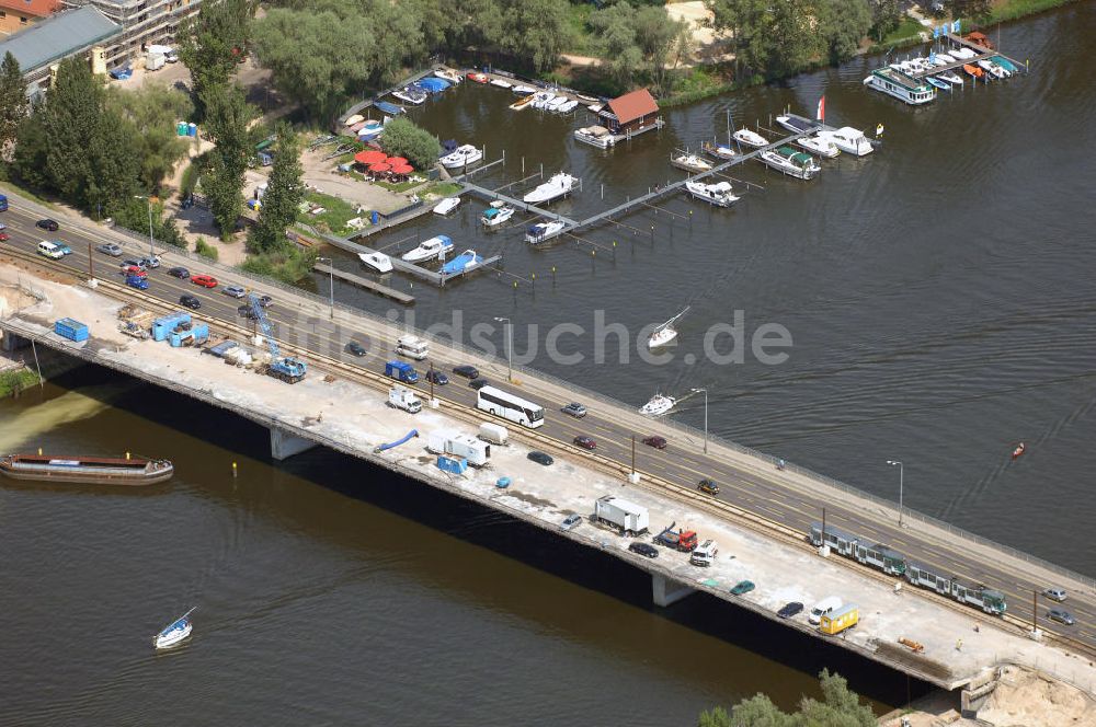 Luftaufnahme POTSDAM - Größstes Potsdamer Verkehrsprojekt, die Sanierung der Humboldtbrücke