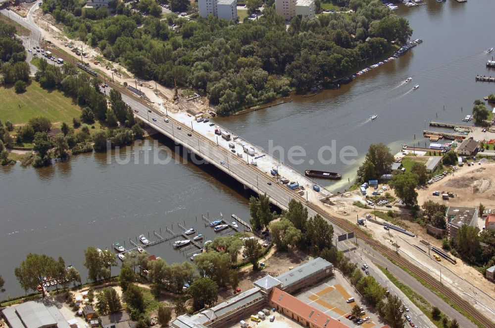 POTSDAM aus der Vogelperspektive: Größstes Potsdamer Verkehrsprojekt, die Sanierung der Humboldtbrücke