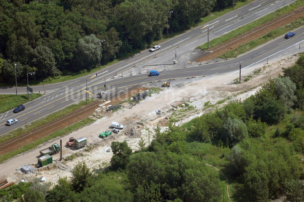 POTSDAM von oben - Größstes Potsdamer Verkehrsprojekt, die Sanierung der Humboldtbrücke