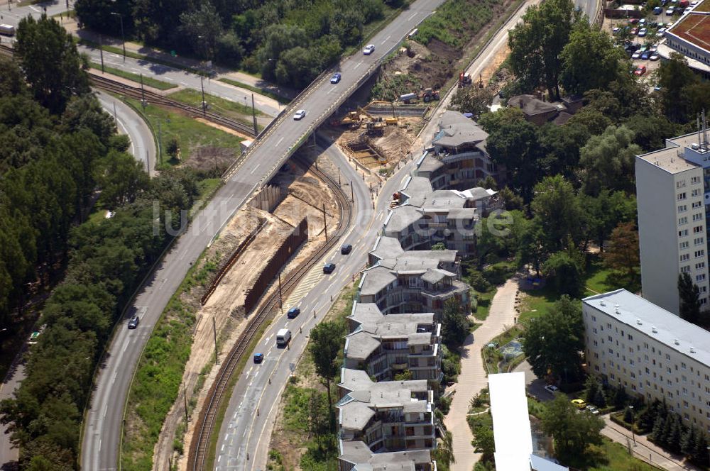 POTSDAM von oben - Größstes Potsdamer Verkehrsprojekt, die Sanierung der Humboldtbrücke